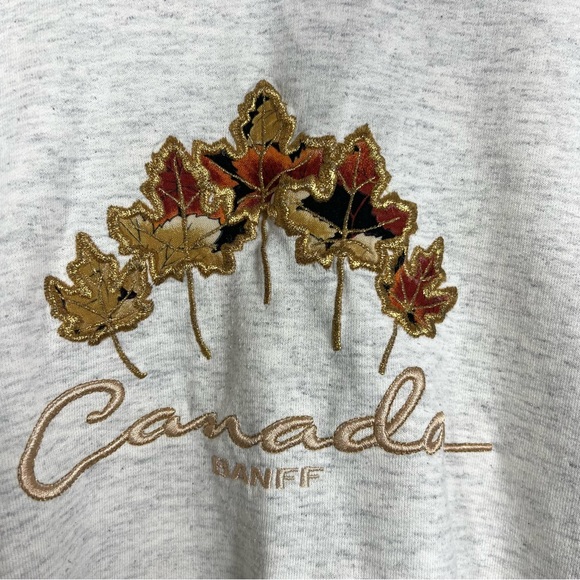 Vintage Cityscape Gray Maple Leaf Print Canada Mock Neck Sweater Size M - Picture 4 of 12